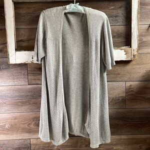 Daisy Fuentes Gray Cotton Blend Cardigan Sweater, Large, Open Front